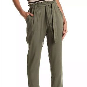 Xhiliration Khaki Green Paper Bag Pants